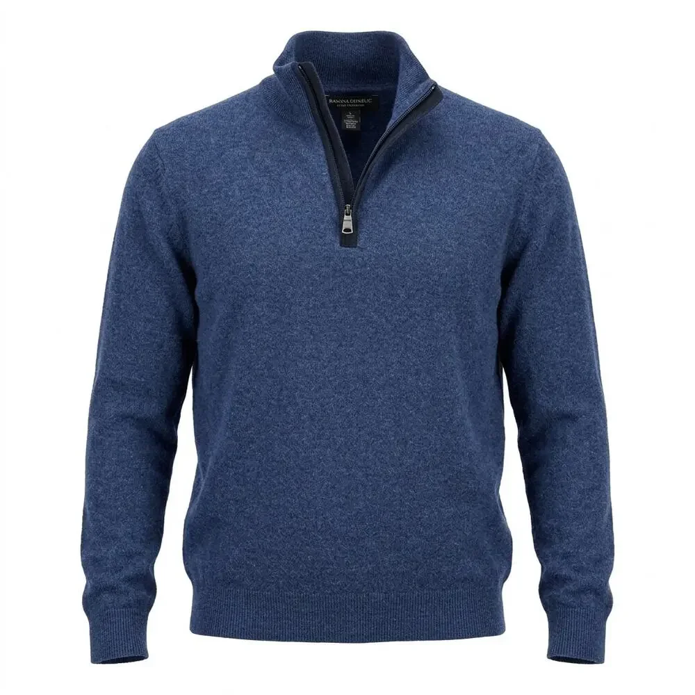 Banana Republic Extra Wool Blend Blue Knit Mock Neck Sweater Men Size L